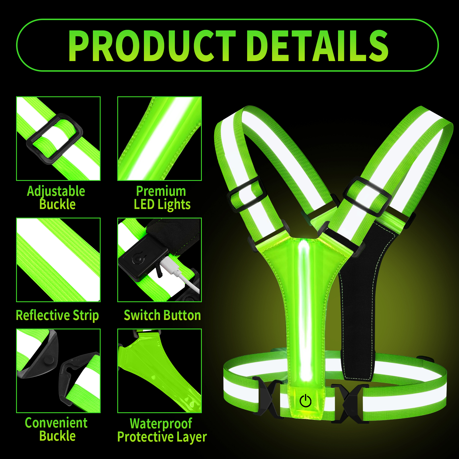 LED Reflective Vest Running Ge - Running Gear Autumn avaliação e preço