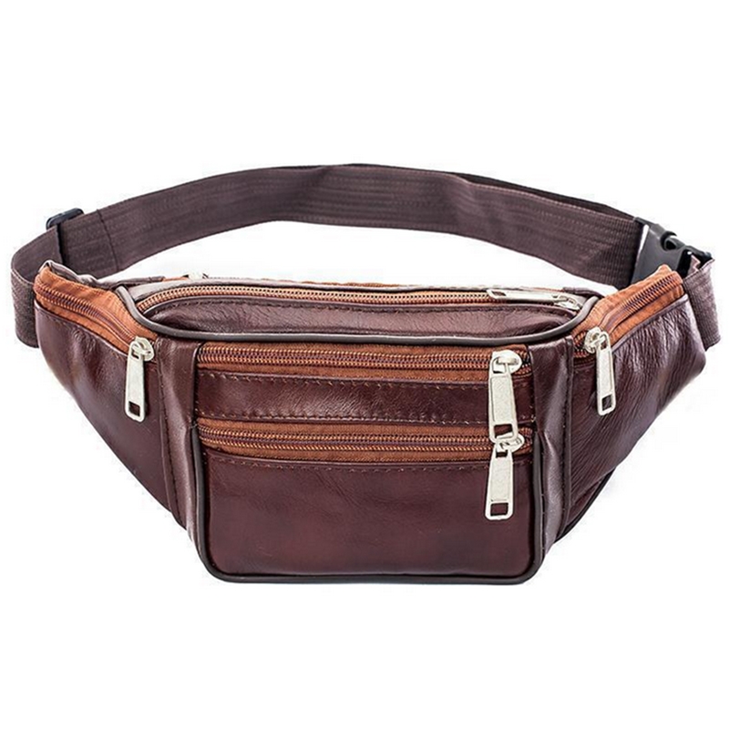 Leather Men Waist Chest Bag Th - Running Gear Belt avaliação e preço